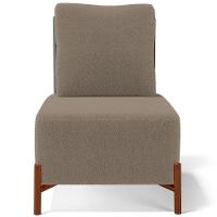 Poltrona Decorativa Living Pés Madeira Hungria L02 Couríssimo Verde Bouclê Bege - Lyam - 3