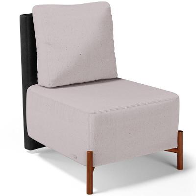 Poltrona Decorativa Hungria L02 Sala De Estar Couríssimo Preto Linho Bege Lyam Decor