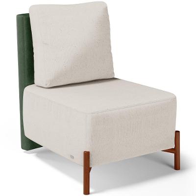 Poltrona Decorativa Hungria L02 Sala de Estar Couríssimo e Linho Verde Creme Lyam Decor