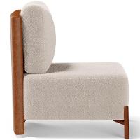 Poltrona Decorativa Living Pés Madeira Hungria L02 Couríssimo Camel Bouclê Creme - Lyam - 3