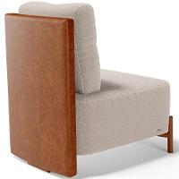 Poltrona Decorativa Living Pés Madeira Hungria L02 Couríssimo Camel Bouclê Creme - Lyam - 7