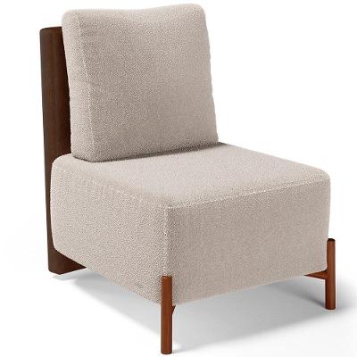 Poltrona Decorativa Hungria L02 Sala de Estar Couríssimo Marrom Bouclê Creme Lyam Decor