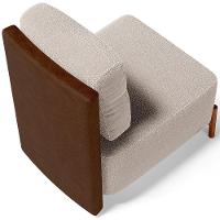 Poltrona Decorativa Living Pés Madeira Hungria L02 Couríssimo Marrom Bouclê Creme - Lyam - 2