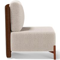 Poltrona Decorativa Living Pés Madeira Hungria L02 Couríssimo Marrom Bouclê Creme - Lyam - 3