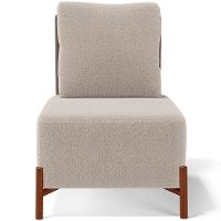 Poltrona Decorativa Living Pés Madeira Hungria L02 Couríssimo Marrom Bouclê Creme - Lyam - 6