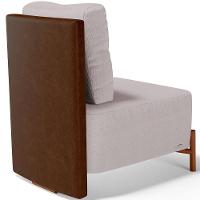 Poltrona Decorativa Living Pés Madeira Hungria L02 Couríssimo Marrom Linho Bege - Lyam - 6