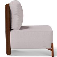 Poltrona Decorativa Living Pés Madeira Hungria L02 Couríssimo Marrom Linho Bege - Lyam - 7