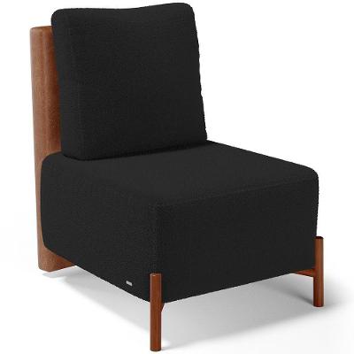 Poltrona Decorativa Hungria L02 Sala de Estar Couríssimo Camel Bouclê Preto Lyam Decor