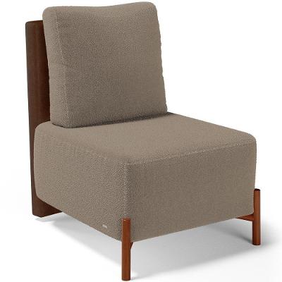 Poltrona Decorativa Hungria L02 Sala de Estar Corino Bege Marrom Lyam Decor