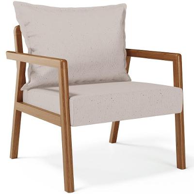 Poltrona Decorativa E Living Alícia B04 Linho Bege - Lyam Decor