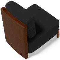 Poltrona Decorativa Living Pés Madeira Hungria L02 Couríssimo Marrom Bouclê Preto - Lyam - 2