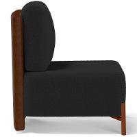 Poltrona Decorativa Living Pés Madeira Hungria L02 Couríssimo Marrom Bouclê Preto - Lyam - 3