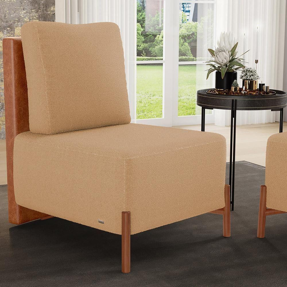 Poltrona Decorativa Living Hungria L02 Couríssimo Camel Bouclê Mostarda - Lyam - 5