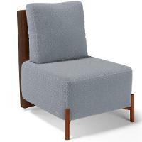 Poltrona Decorativa Living Pés Madeira Hungria L02 Couríssimo Marrom Bouclê Cinza - Lyam - 1