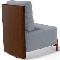 Poltrona Decorativa Living Pés Madeira Hungria L02 Couríssimo Marrom Bouclê Cinza - Lyam - 2