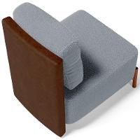 Poltrona Decorativa Living Pés Madeira Hungria L02 Couríssimo Marrom Bouclê Cinza - Lyam - 5