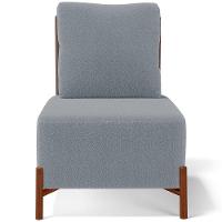 Poltrona Decorativa Living Pés Madeira Hungria L02 Couríssimo Marrom Bouclê Cinza - Lyam - 6