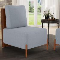 Poltrona Decorativa Living Pés Madeira Hungria L02 Couríssimo Marrom Bouclê Cinza - Lyam - 7