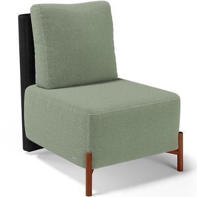 Poltrona Decorativa Hungria L02 Sala de Estar Couríssimo Preto Bouclê Verde Lyam Decor