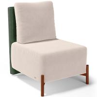 Poltrona Decorativa Living Pés Madeira Hungria L02 Couríssimo Verde Suede Bege - Lyam - 1