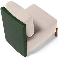 Poltrona Decorativa Living Pés Madeira Hungria L02 Couríssimo Verde Suede Bege - Lyam - 2