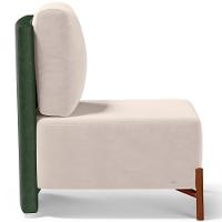 Poltrona Decorativa Living Pés Madeira Hungria L02 Couríssimo Verde Suede Bege - Lyam - 3