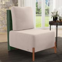 Poltrona Decorativa Living Pés Madeira Hungria L02 Couríssimo Verde Suede Bege - Lyam - 7