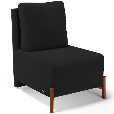 Poltrona Decorativa Hungria L02 Sala de Estar Couríssimo e Bouclê Preto Lyam Decor
