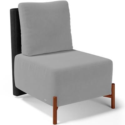 Poltrona Decorativa Hungria L02 Couríssimo Preto Suede Cinza Lyam Decor