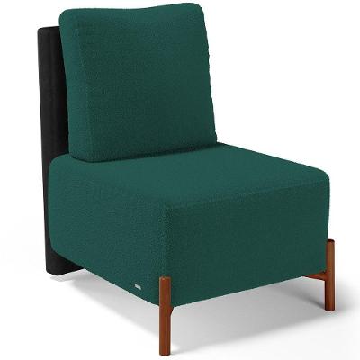 Poltrona Decorativa Hungria L02 Sala de Estar Couríssimo Preto Bouclê Verde Lyam Decor