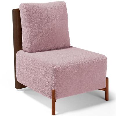 Poltrona Decorativa Hungria L02 Couríssimo Marrom Bouclê Rosa Lyam Decor