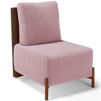 Poltrona Decorativa Living Pés Madeira Hungria L02 Couríssimo Marrom Bouclê Rosê - Lyam - 1