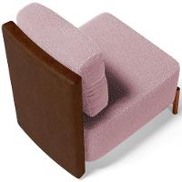 Poltrona Decorativa Living Pés Madeira Hungria L02 Couríssimo Marrom Bouclê Rosê - Lyam - 2