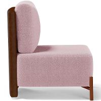 Poltrona Decorativa Living Pés Madeira Hungria L02 Couríssimo Marrom Bouclê Rosê - Lyam - 3