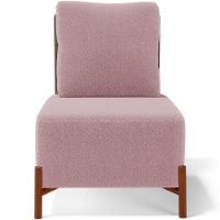 Poltrona Decorativa Living Pés Madeira Hungria L02 Couríssimo Marrom Bouclê Rosê - Lyam - 6