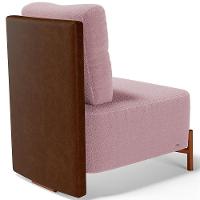 Poltrona Decorativa Living Pés Madeira Hungria L02 Couríssimo Marrom Bouclê Rosê - Lyam - 7