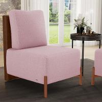 Poltrona Decorativa Living Pés Madeira Hungria L02 Couríssimo Marrom Bouclê Rosê - Lyam - 8
