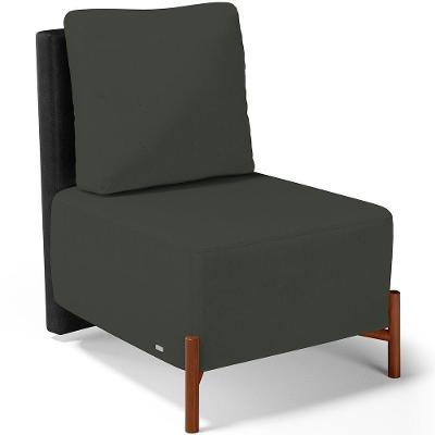 Poltrona Decorativa Hungria L02 Sala De Estar Couríssimo Preto Linho Verde Lyam Decor