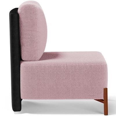 Poltrona Decorativa Hungria L02 Sala De Estar Couríssimo Bouclê Preto Rosa Lyam Decor