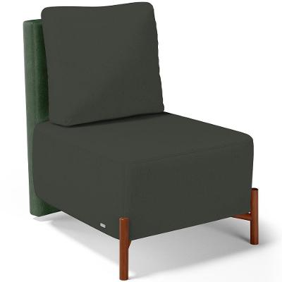 Poltrona Decorativa Hungria L02 Sala de Estar Couríssimo e Linho Verde Lyam Decor