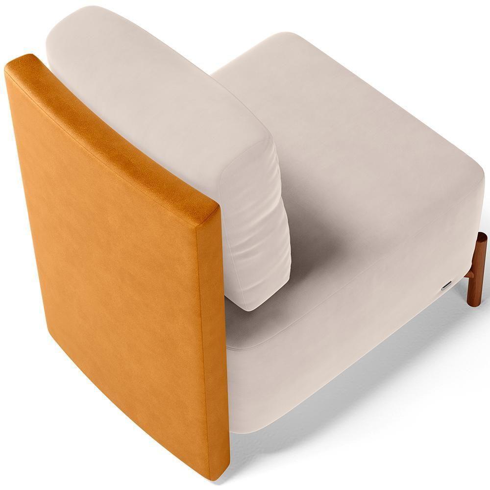 Poltrona Decorativa Living Pés Madeira Hungria L02 Couríssimo Whisky Suede Bege - Lyam - 8