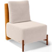 Poltrona Decorativa Living Pés Madeira Hungria L02 Couríssimo Whisky Suede Bege - Lyam - 1