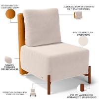 Poltrona Decorativa Living Pés Madeira Hungria L02 Couríssimo Whisky Suede Bege - Lyam - 3