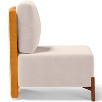 Poltrona Decorativa Living Pés Madeira Hungria L02 Couríssimo Whisky Suede Bege - Lyam - 7