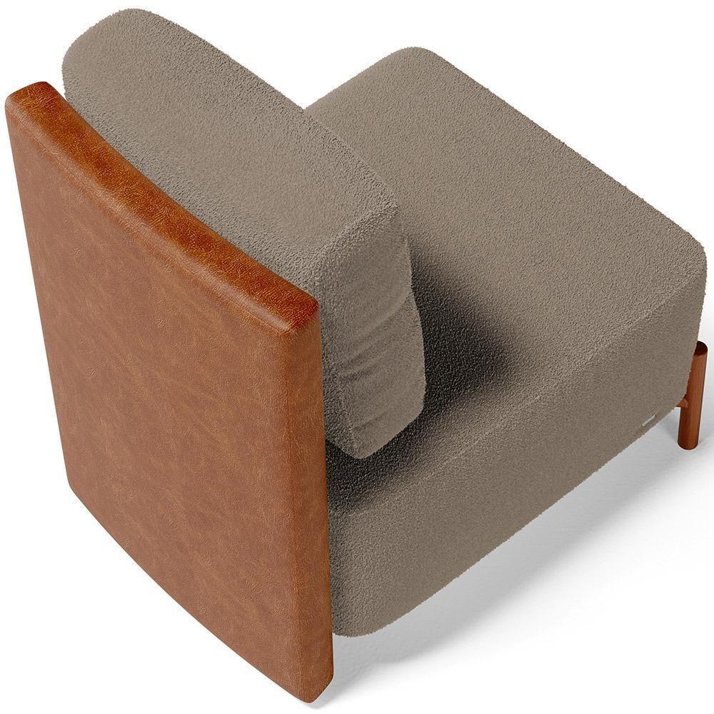 Poltrona Decorativa Living Pés Madeira Hungria L02 Couríssimo Camel Bouclê Bege - Lyam - 2