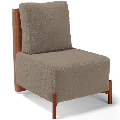 Poltrona Decorativa Hungria L02 Sala de Estar Couríssimo Camel Bouclê Bege Lyam Decor