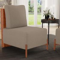Poltrona Decorativa Living Pés Madeira Hungria L02 Couríssimo Camel Bouclê Bege - Lyam - 7