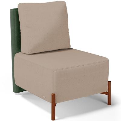 Poltrona Decorativa Hungria L02 Couríssimo Verde Linho Bege Lyam Decor