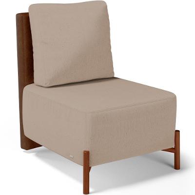 Poltrona Decorativa Hungria L02 Couríssimo Marrom Linho Bege Lyam Decor