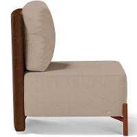 Poltrona Decorativa Living Pés Madeira Hungria L02 Couríssimo Marrom Linho Bege Escuro - Lyam - 3